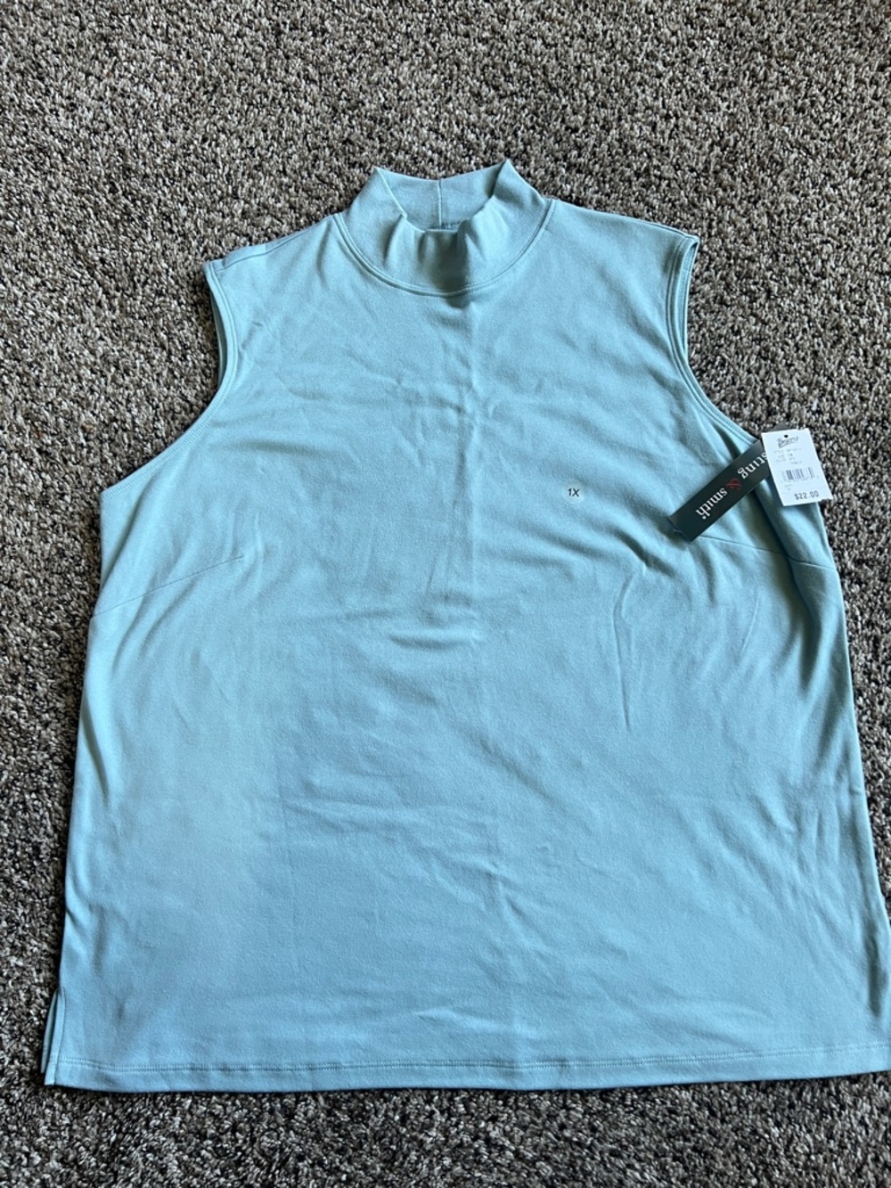 Hastings and Smith Sleeveless Mock Neck Tank Top - Light Blue